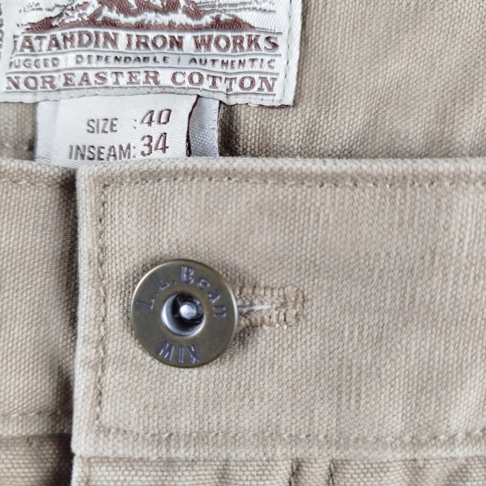 LL Bean Katahdin Iron Works Fleece Lined Carpenter Pants Mens 40x34 Work Utility